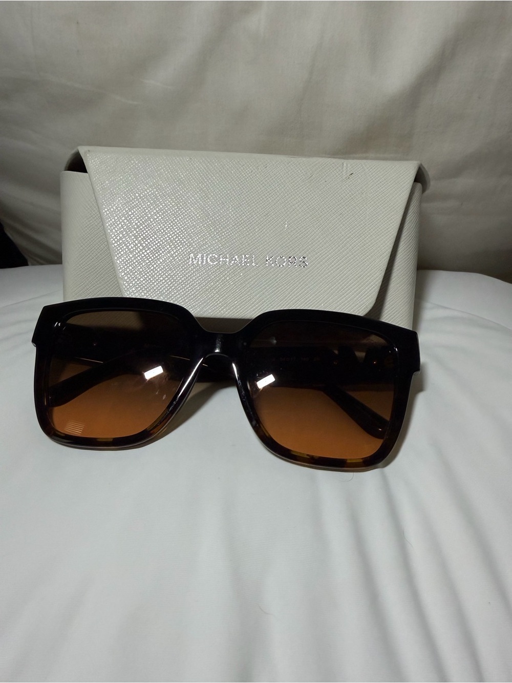 Michael Kors Black Frame with Brown Gradient Lenses Oversized Square Sunglasses